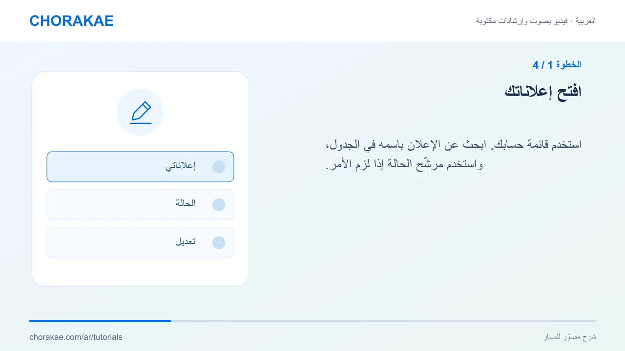 الخطوة 1 — افتح إعلاناتك