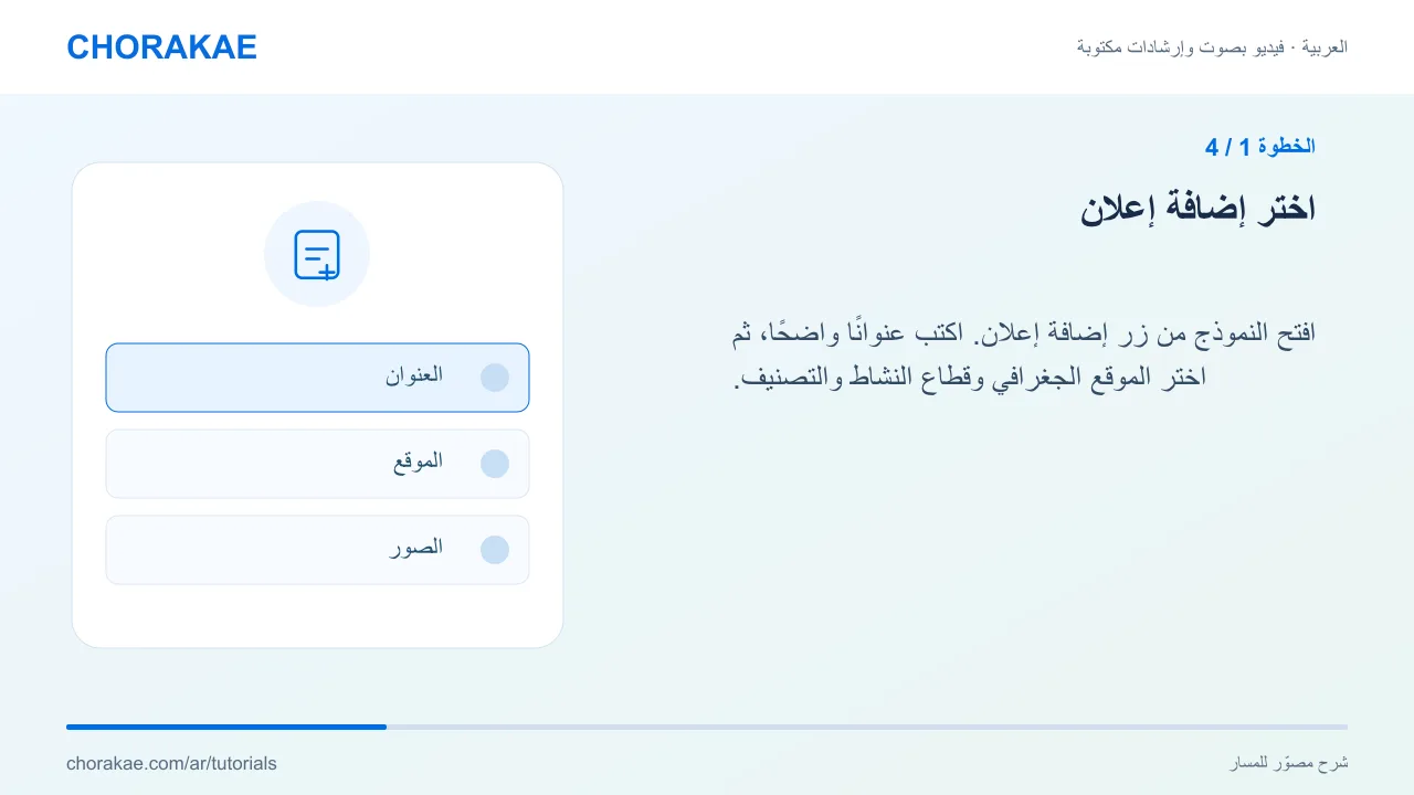 الخطوة 1 — اختر إضافة إعلان