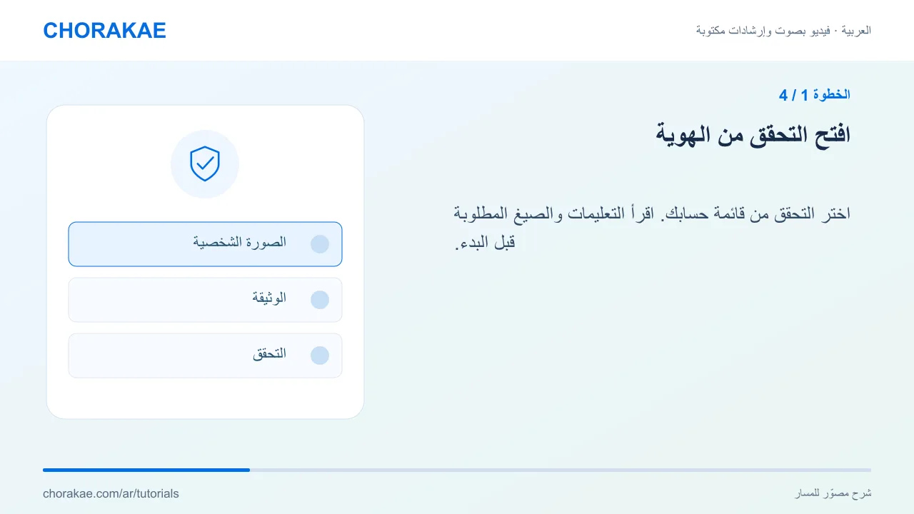 الخطوة 1 — افتح التحقق من الهوية