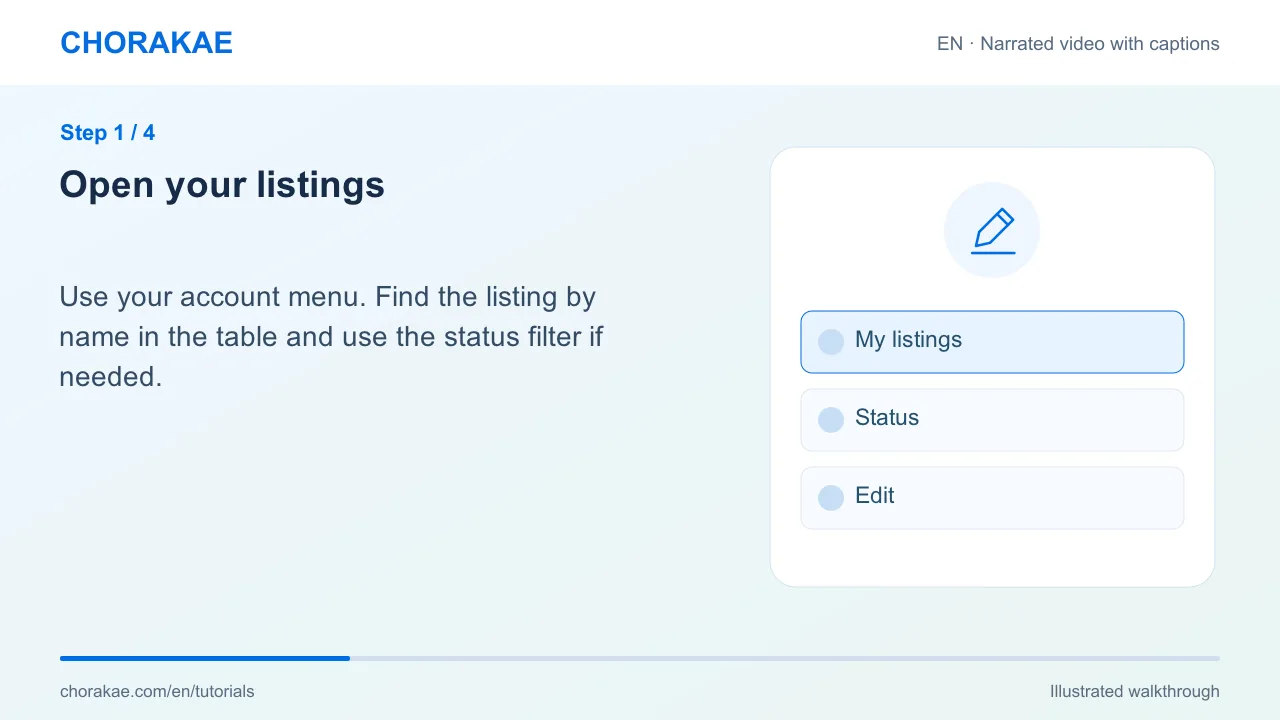 Step 1 — Open your listings