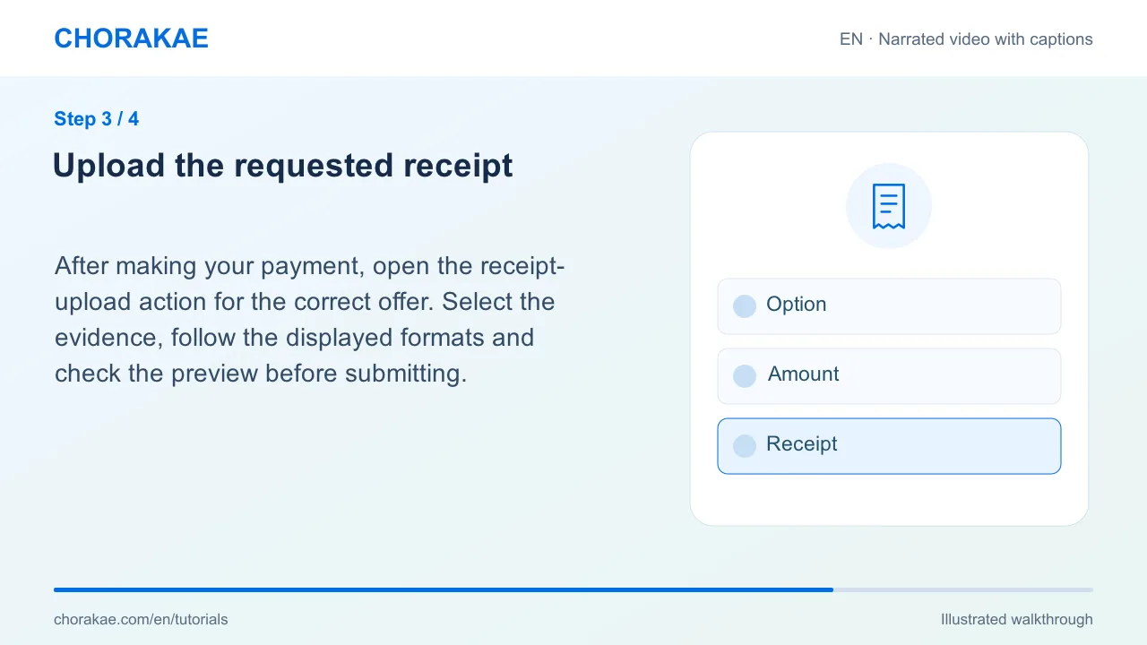 Step 3 — Upload the requested receipt