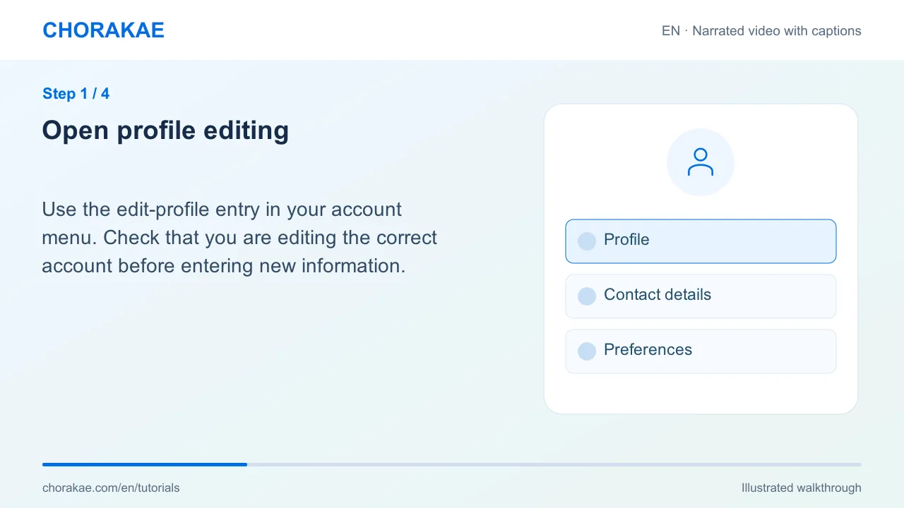 Step 1 — Open profile editing
