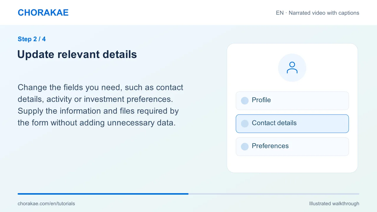 Step 2 — Update relevant details