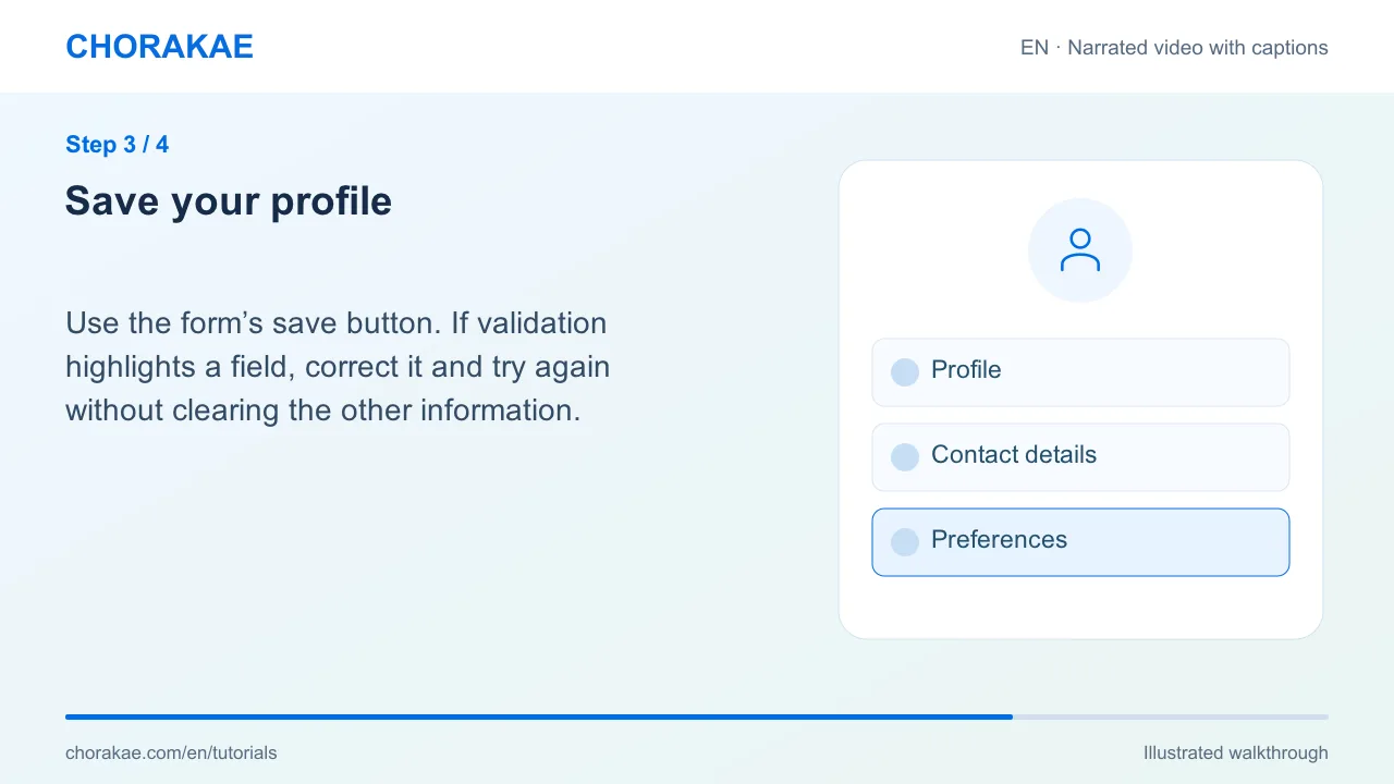 Step 3 — Save your profile
