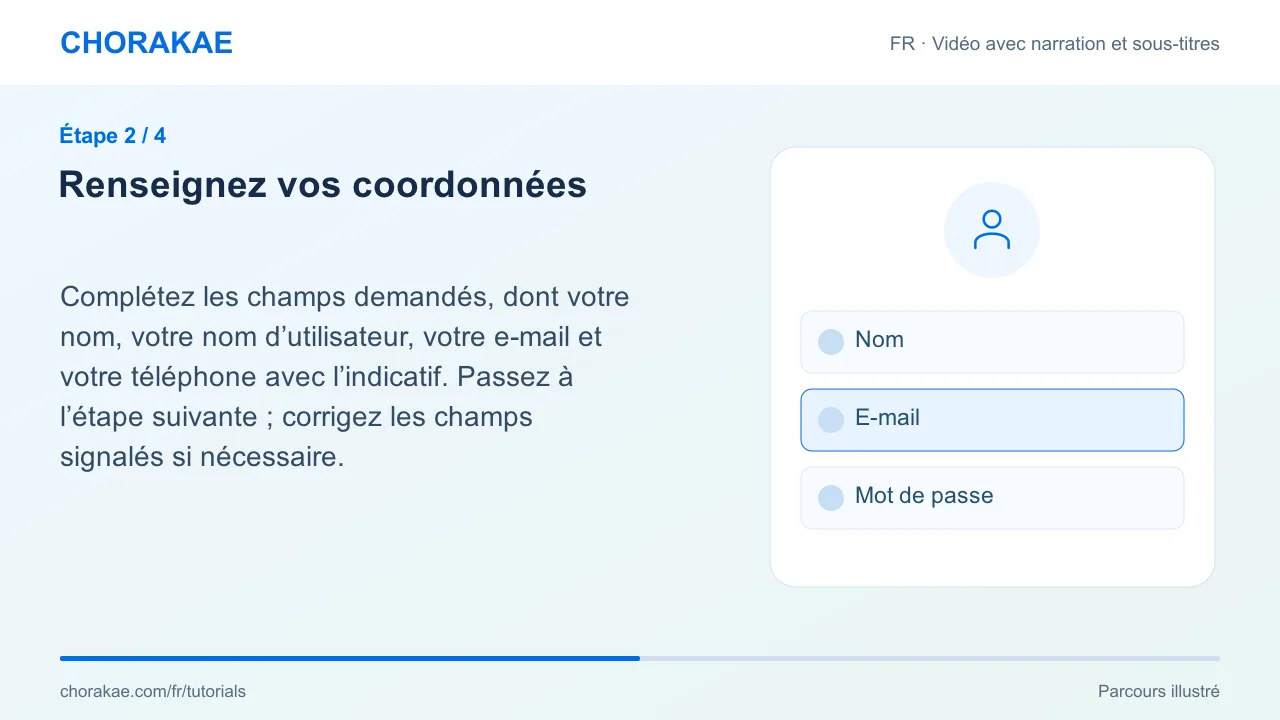 Étape 2 — Renseignez vos coordonnées