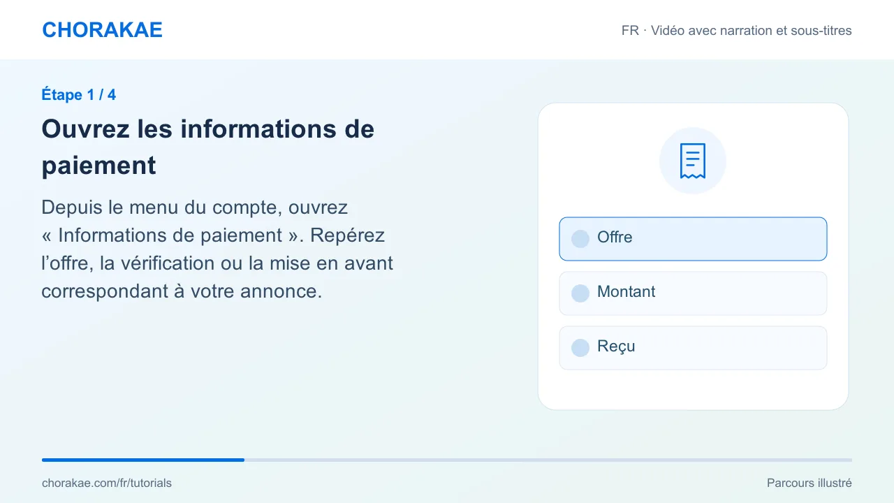 Étape 1 — Ouvrez les informations de paiement
